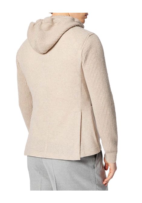 Giacca L.B.M. 1911 uomo 282655701 Beige cappuccio removibile in maglia a costa larga e le maniche coordinate impuntura AMF vestibilità Fly L.B.M. 1911 | Giacche | 2826557013